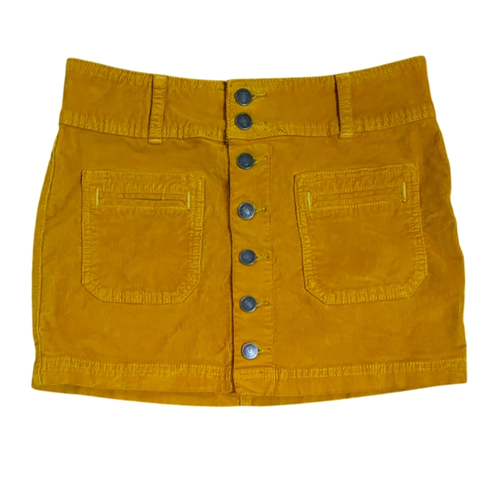 We The Free Micro Mini mustard yellow corduroy skirt